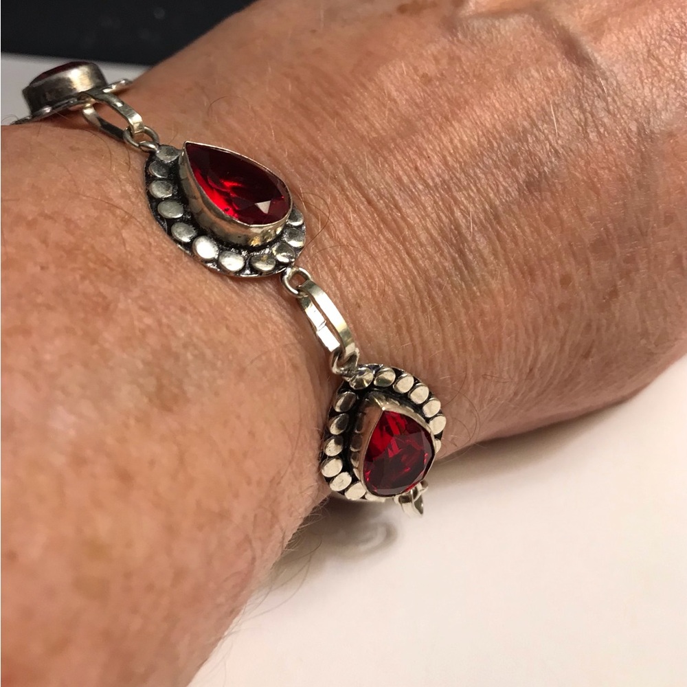 Garnet 925 Sterling Silver Bracelet
